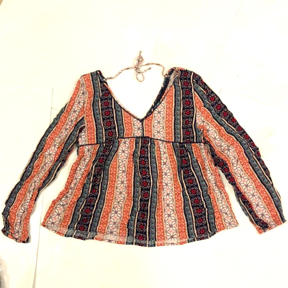 Abercrombie & Fitch M Shirt Multi Colour Pattern Lace Detail Excellent Condition